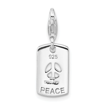 Sterling Silver Cz Peace Charm