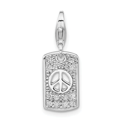Sterling Silver Cz Peace Charm