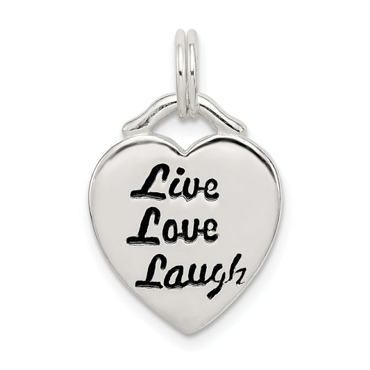 Sterling Silver Live Laugh Love Heart Pendant