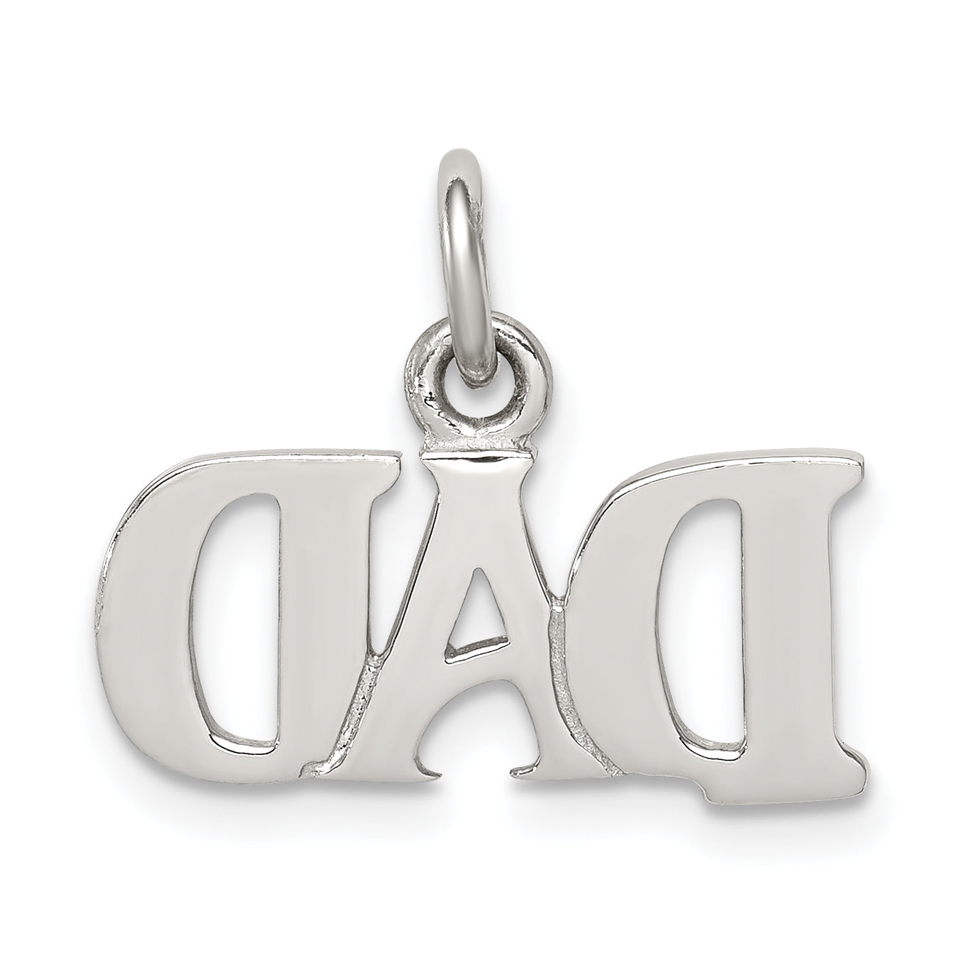 Sterling Silver Rhodium-Plated Dad Charm