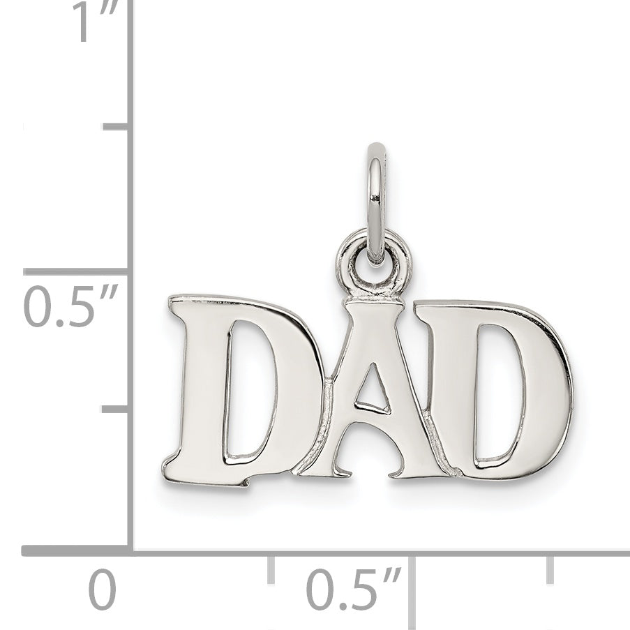 Sterling Silver Rhodium-Plated Dad Charm