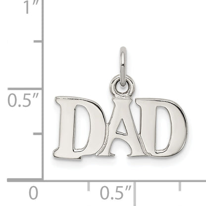 Sterling Silver Rhodium-Plated Dad Charm