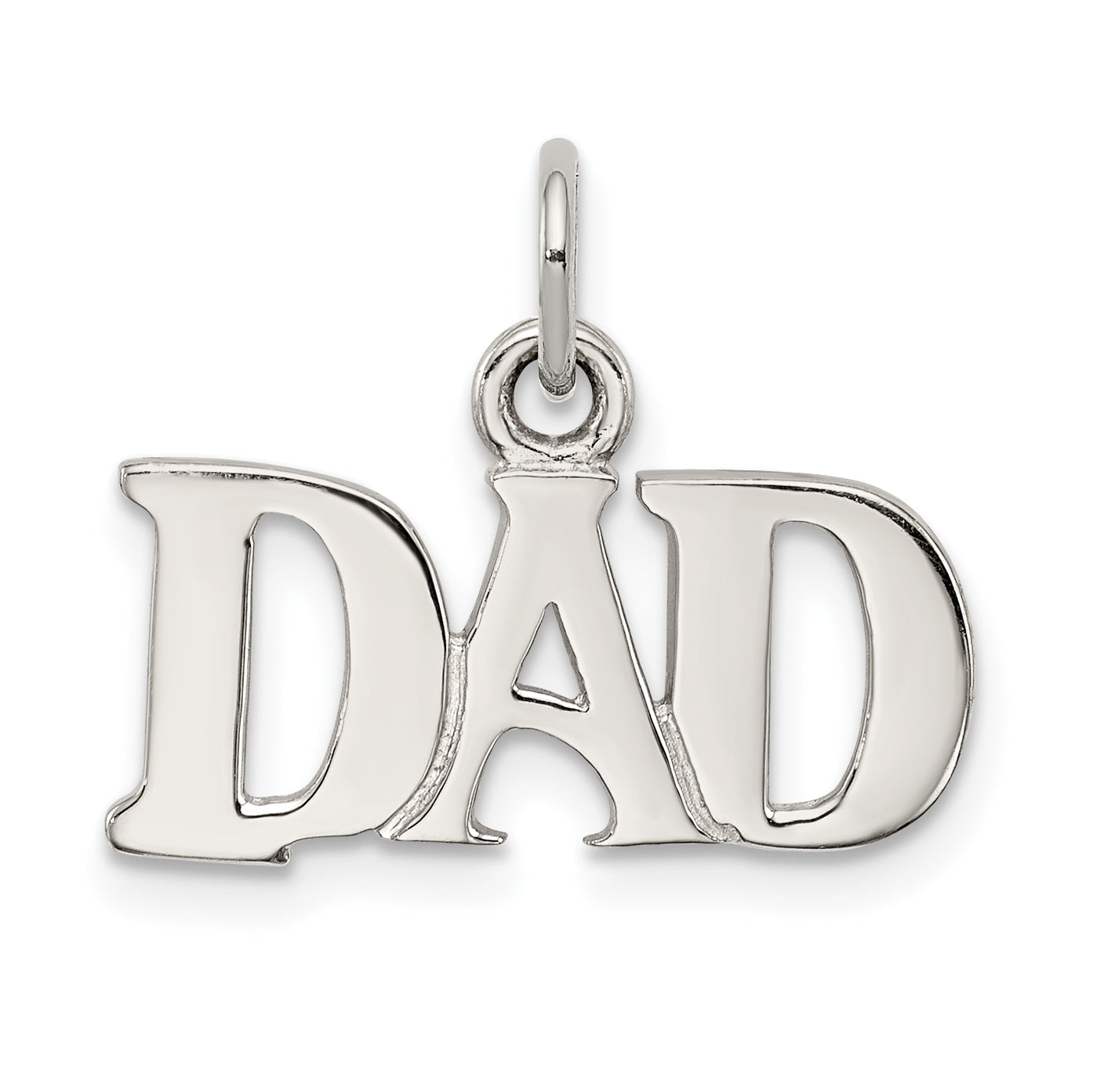 Sterling Silver Rhodium-Plated Dad Charm