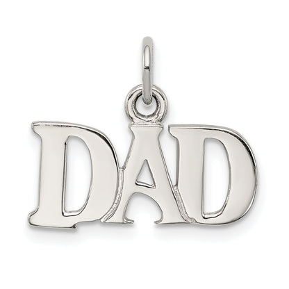 Sterling Silver Rhodium-Plated Dad Charm