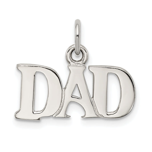 Sterling Silver Rhodium-Plated Dad Charm