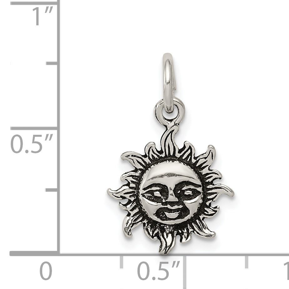 Sterling Silver Antiqued Sun Charm
