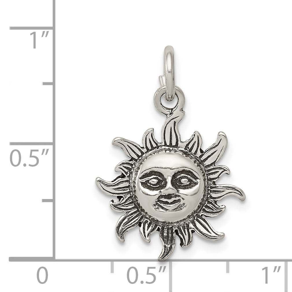 Sterling Silver Antiqued Sun Charm
