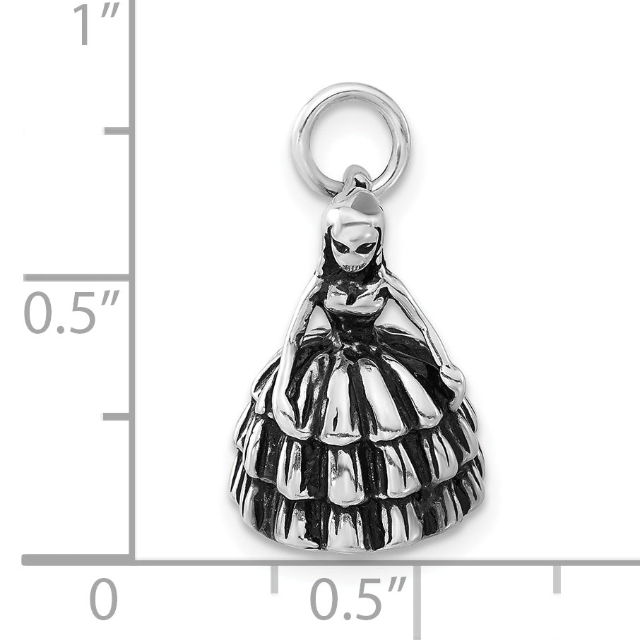 Sterling Silver 3-D Antiqued Girl In Dress Charm