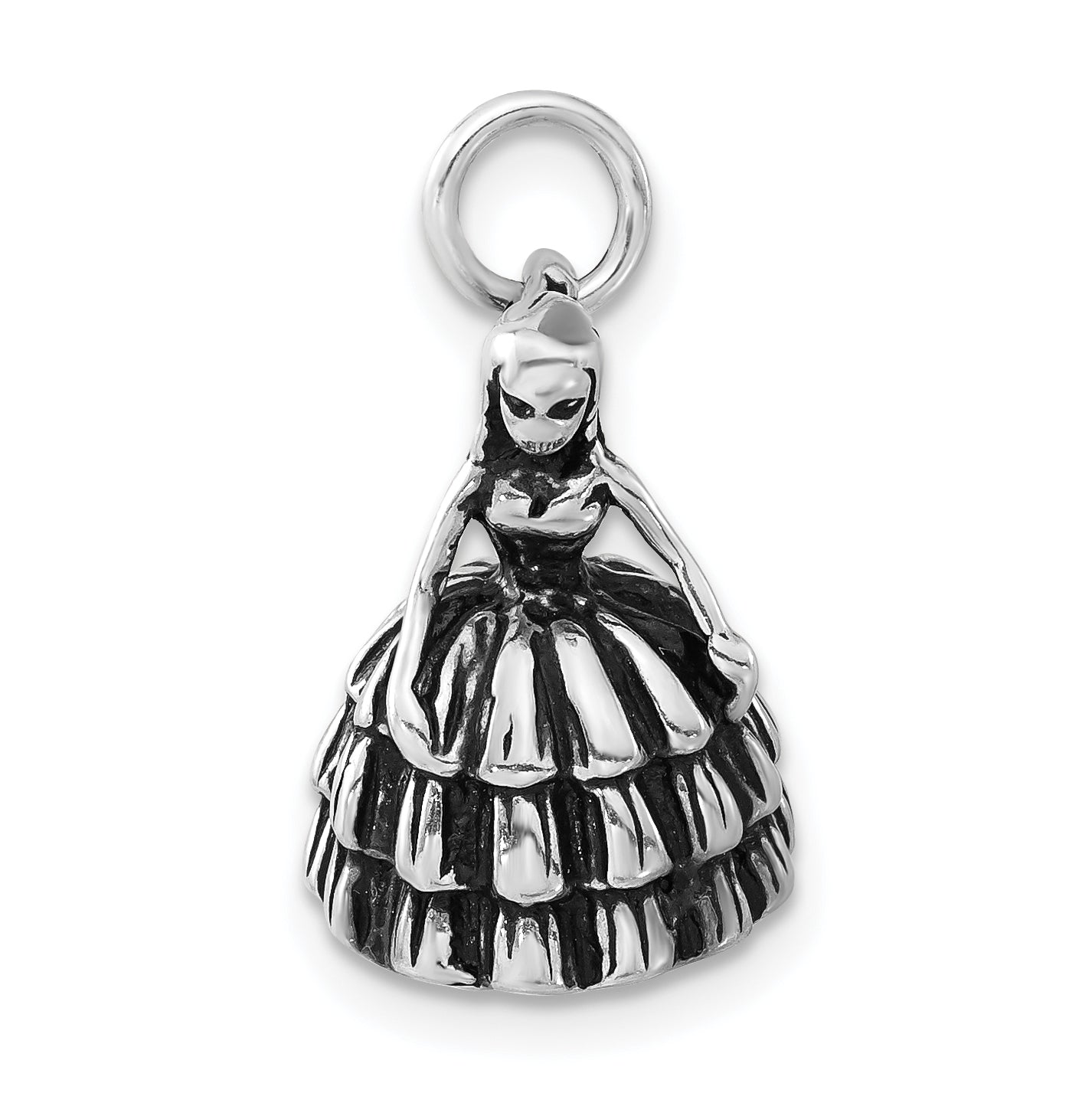 Sterling Silver 3-D Antiqued Girl In Dress Charm