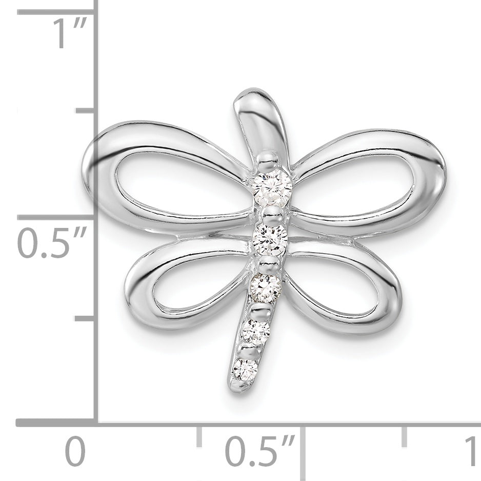 Sterling Silver Cz Dragonfly Pendant