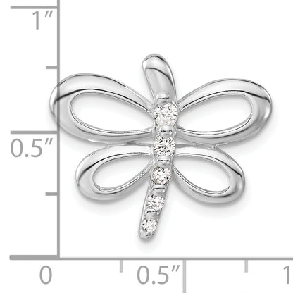 Sterling Silver Cz Dragonfly Pendant
