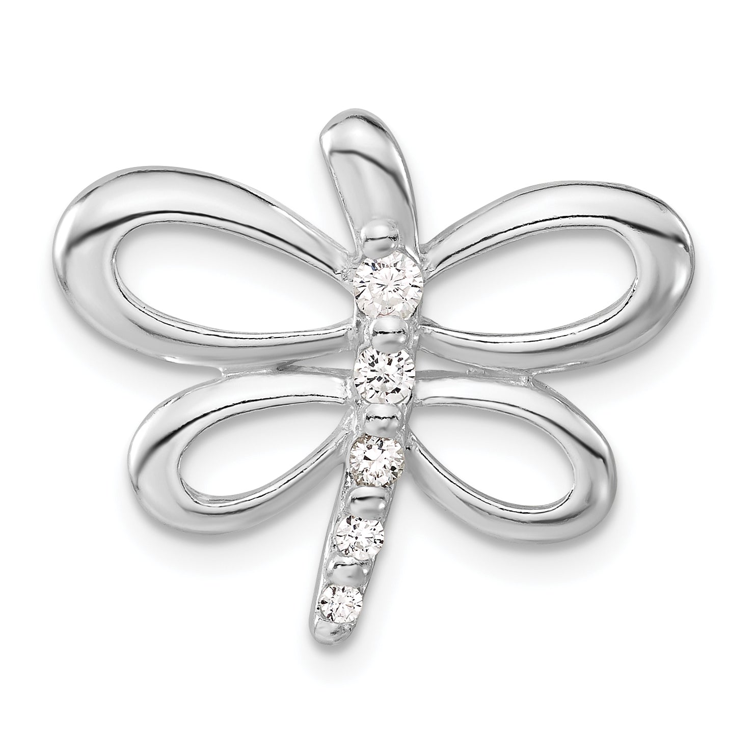 Sterling Silver Cz Dragonfly Pendant