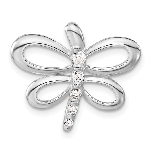 Sterling Silver Cz Dragonfly Pendant