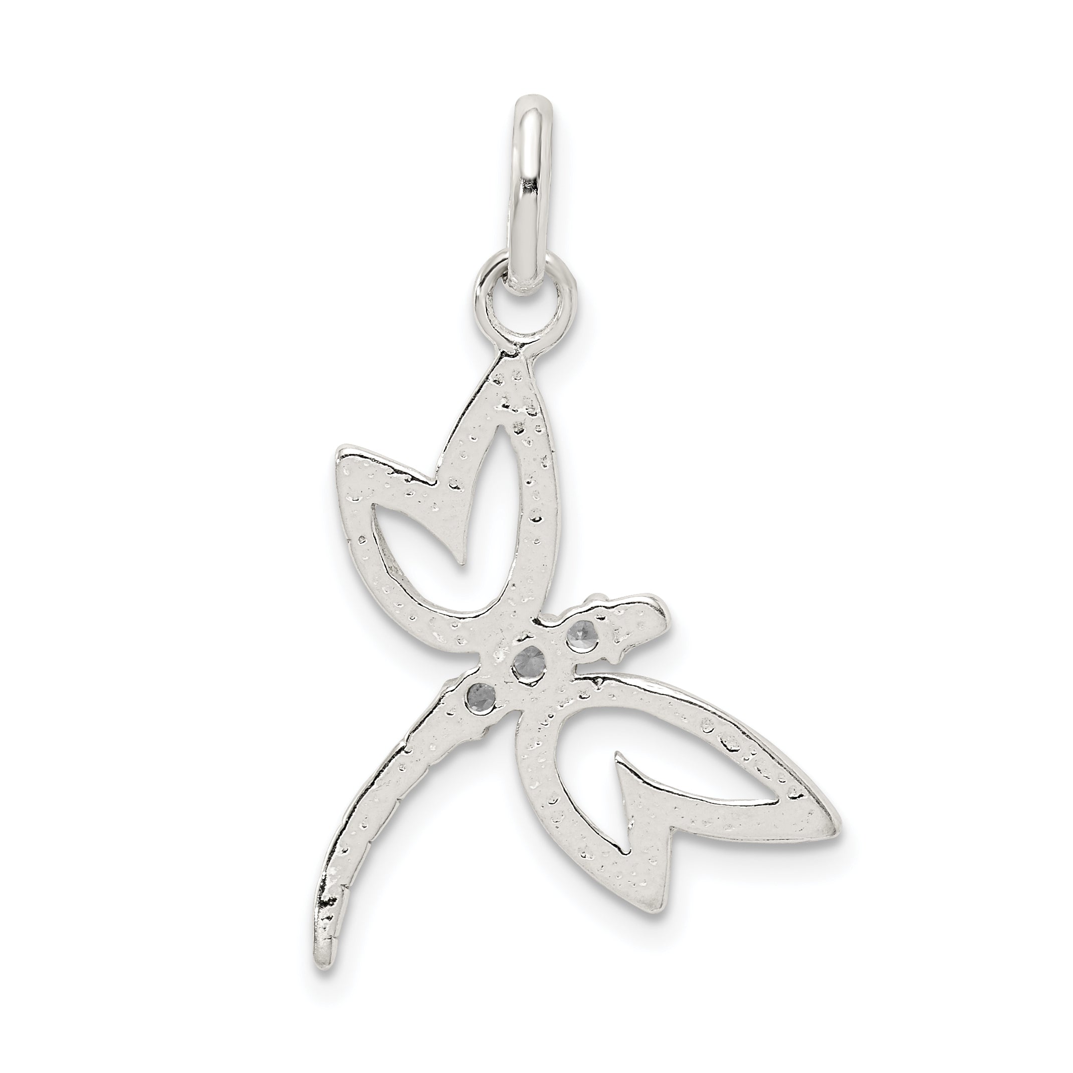 Sterling Silver With Cz Dragonfly Pendant