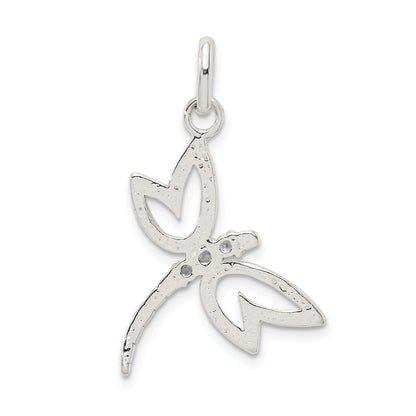 Sterling Silver With Cz Dragonfly Pendant