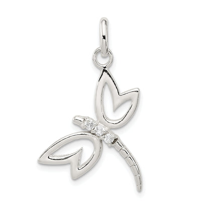 Sterling Silver With Cz Dragonfly Pendant