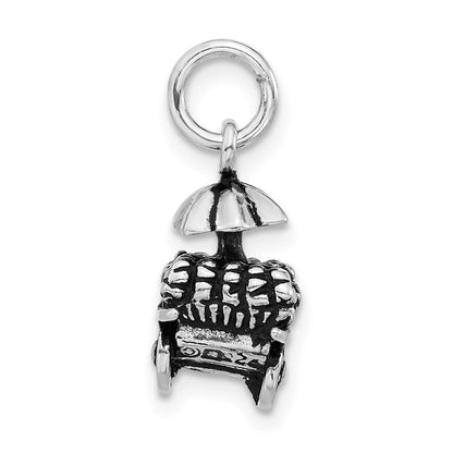 Sterling Silver 3-D Polished & Antiqued Fruit Cart Charm
