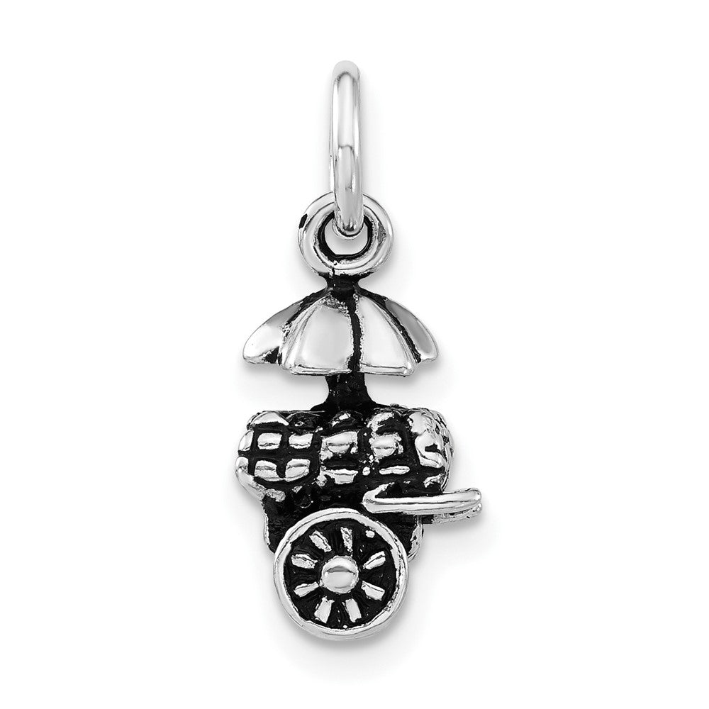 Sterling Silver 3-D Polished & Antiqued Fruit Cart Charm