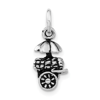 Sterling Silver 3-D Polished & Antiqued Fruit Cart Charm