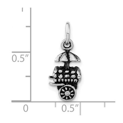 Sterling Silver 3-D Polished & Antiqued Fruit Cart Charm