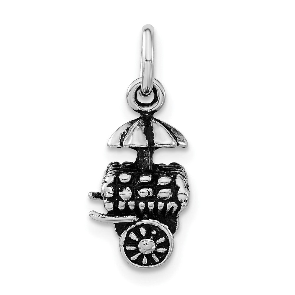 Sterling Silver 3-D Polished & Antiqued Fruit Cart Charm