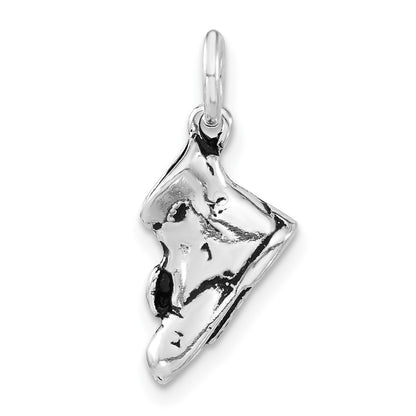 Sterling Silver 3-D Polished & Antiqued Shoe Charm