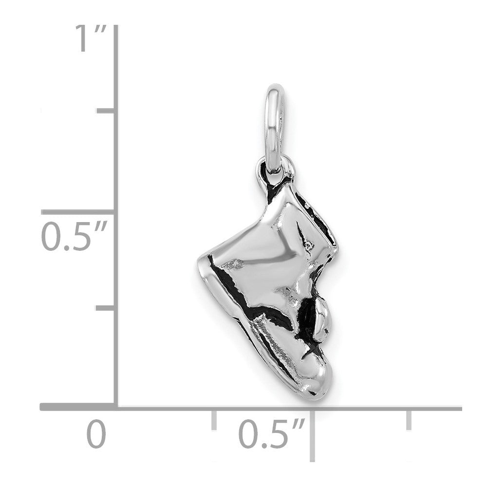Sterling Silver 3-D Polished & Antiqued Shoe Charm