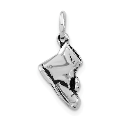 Sterling Silver 3-D Polished & Antiqued Shoe Charm