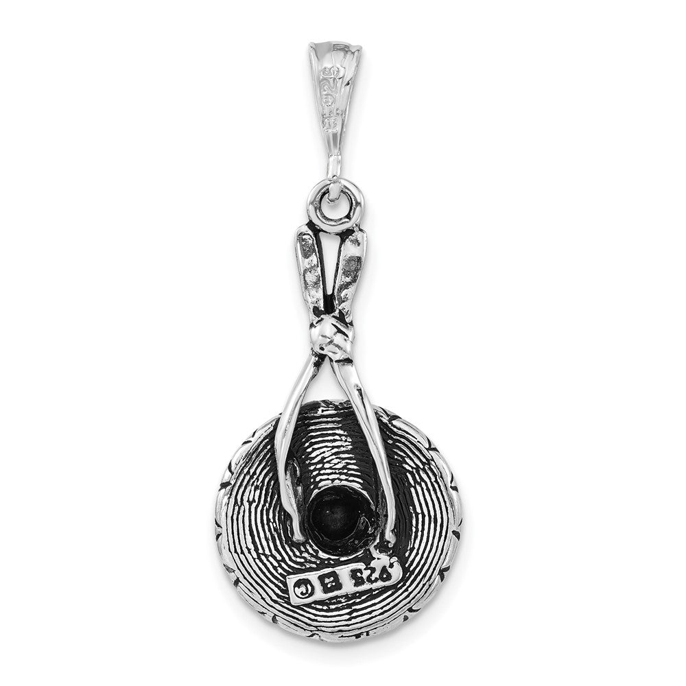 Sterling Silver Polished & Antiqued Sombrero Charm