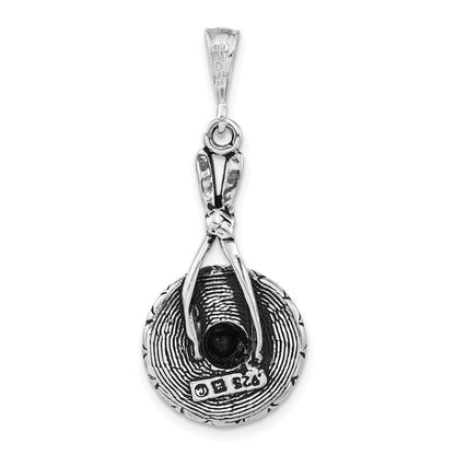 Sterling Silver Polished & Antiqued Sombrero Charm