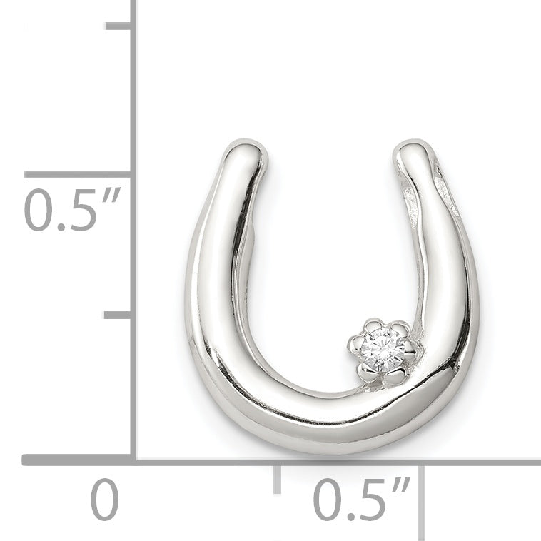 Sterling Silver Cz Horseshoe Pendant