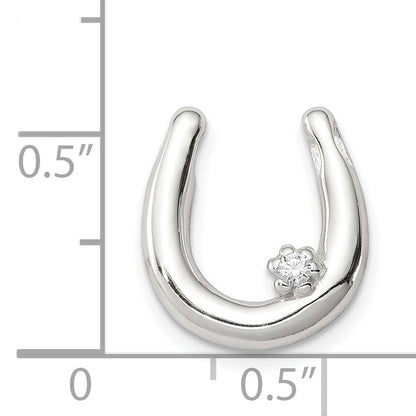 Sterling Silver Cz Horseshoe Pendant