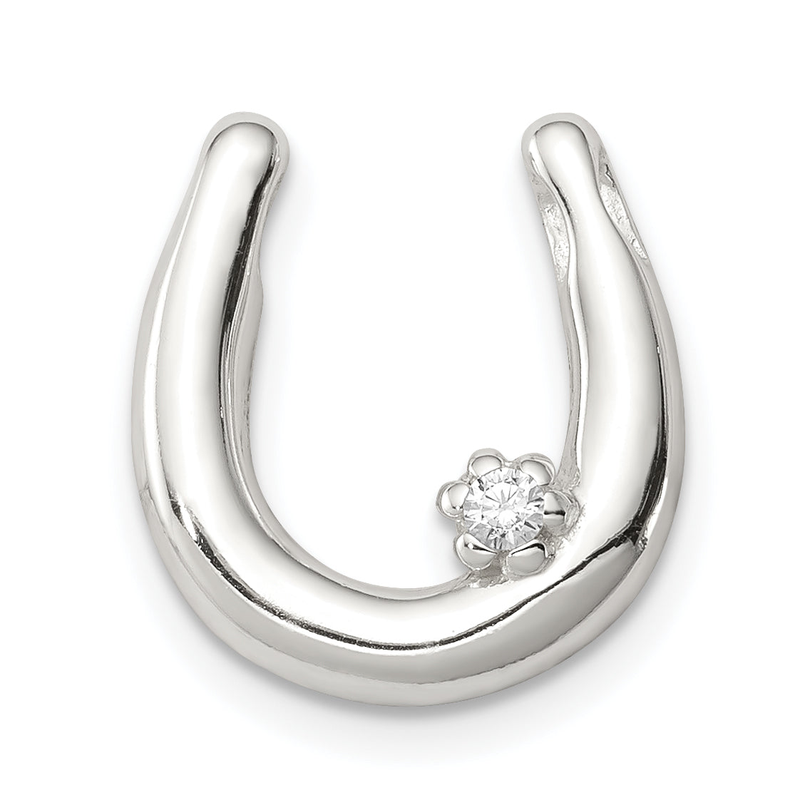 Sterling Silver Cz Horseshoe Pendant