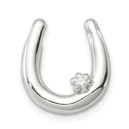 Sterling Silver Cz Horseshoe Pendant