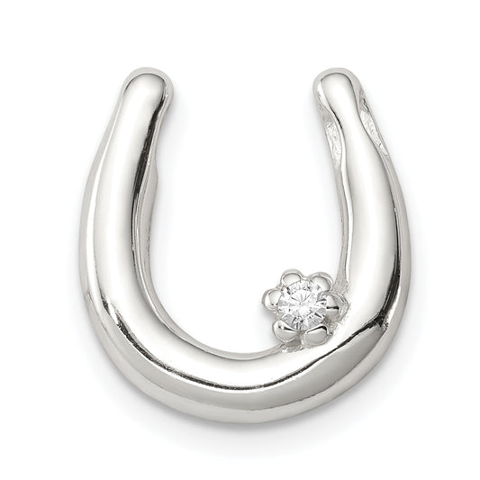 Sterling Silver Cz Horseshoe Pendant