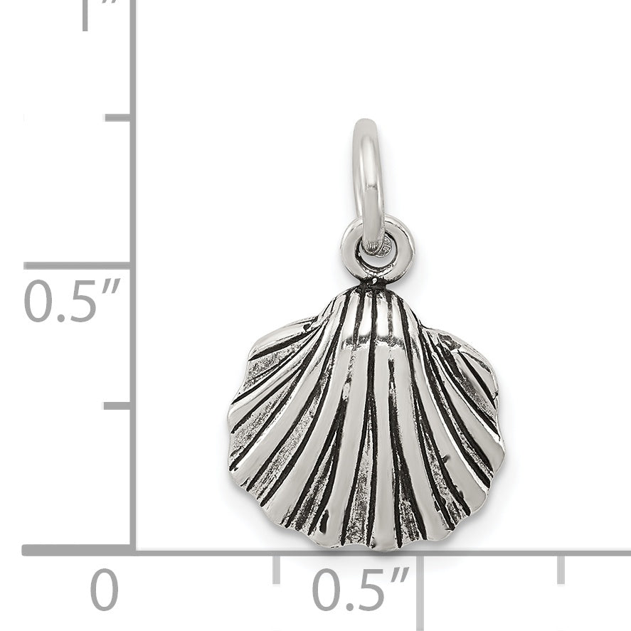 Sterling Silver Antiqued Seashell Charm