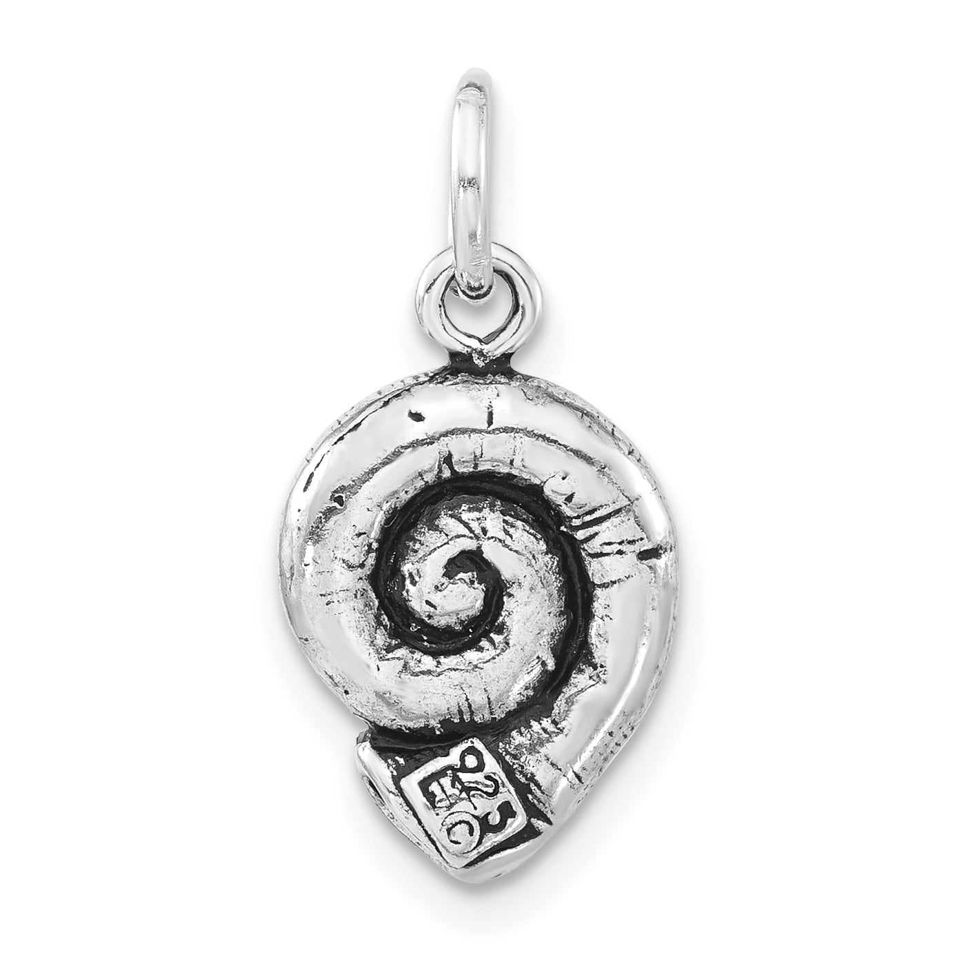 Sterling Silver 3-D Polished & Antiqued Seashell Charm