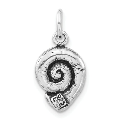 Sterling Silver 3-D Polished & Antiqued Seashell Charm