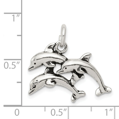 Sterling Silver Antiqued Dolphin Charm