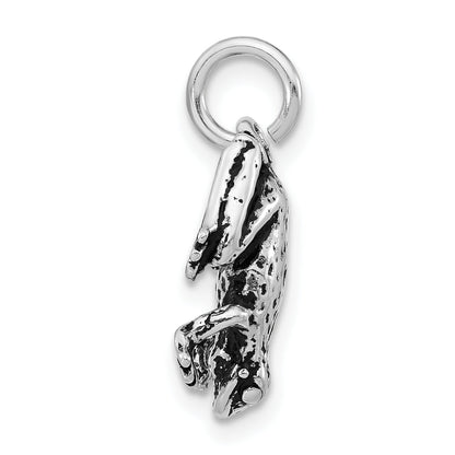 Sterling Silver 3-D Polished & Antiqued Frog Charm