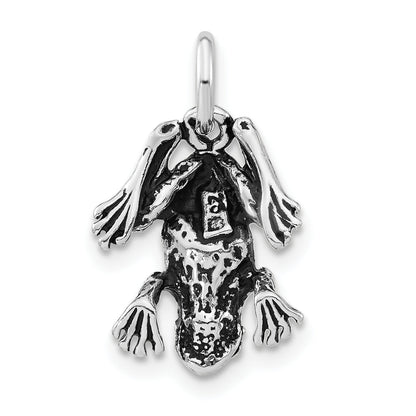 Sterling Silver 3-D Polished & Antiqued Frog Charm