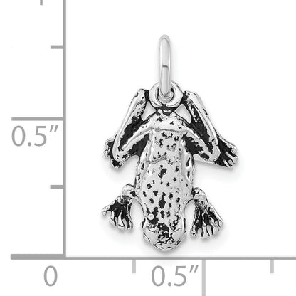 Sterling Silver 3-D Polished & Antiqued Frog Charm
