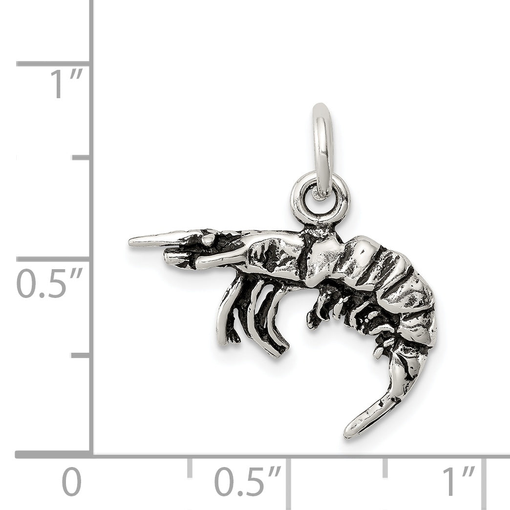 Sterling Silver Antiqued Shrimp Charm