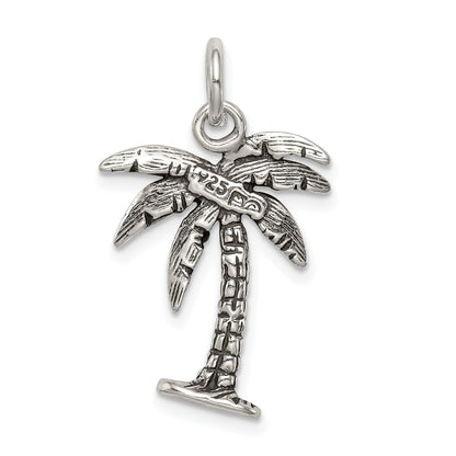 Sterling Silver Antiqued Palm Tree Charm