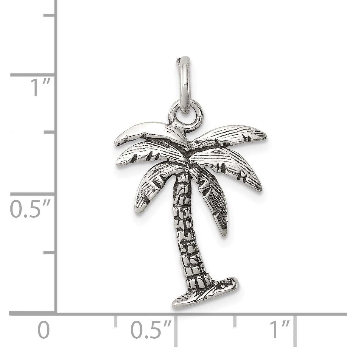 Sterling Silver Antiqued Palm Tree Charm