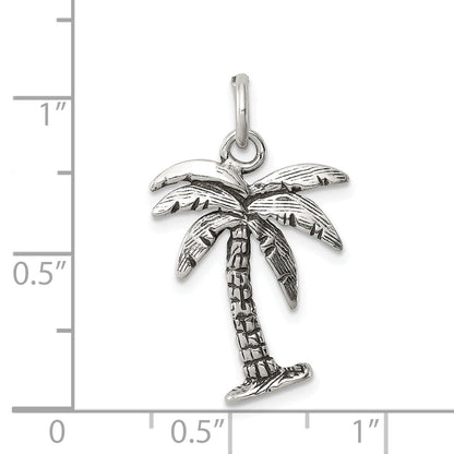 Sterling Silver Antiqued Palm Tree Charm