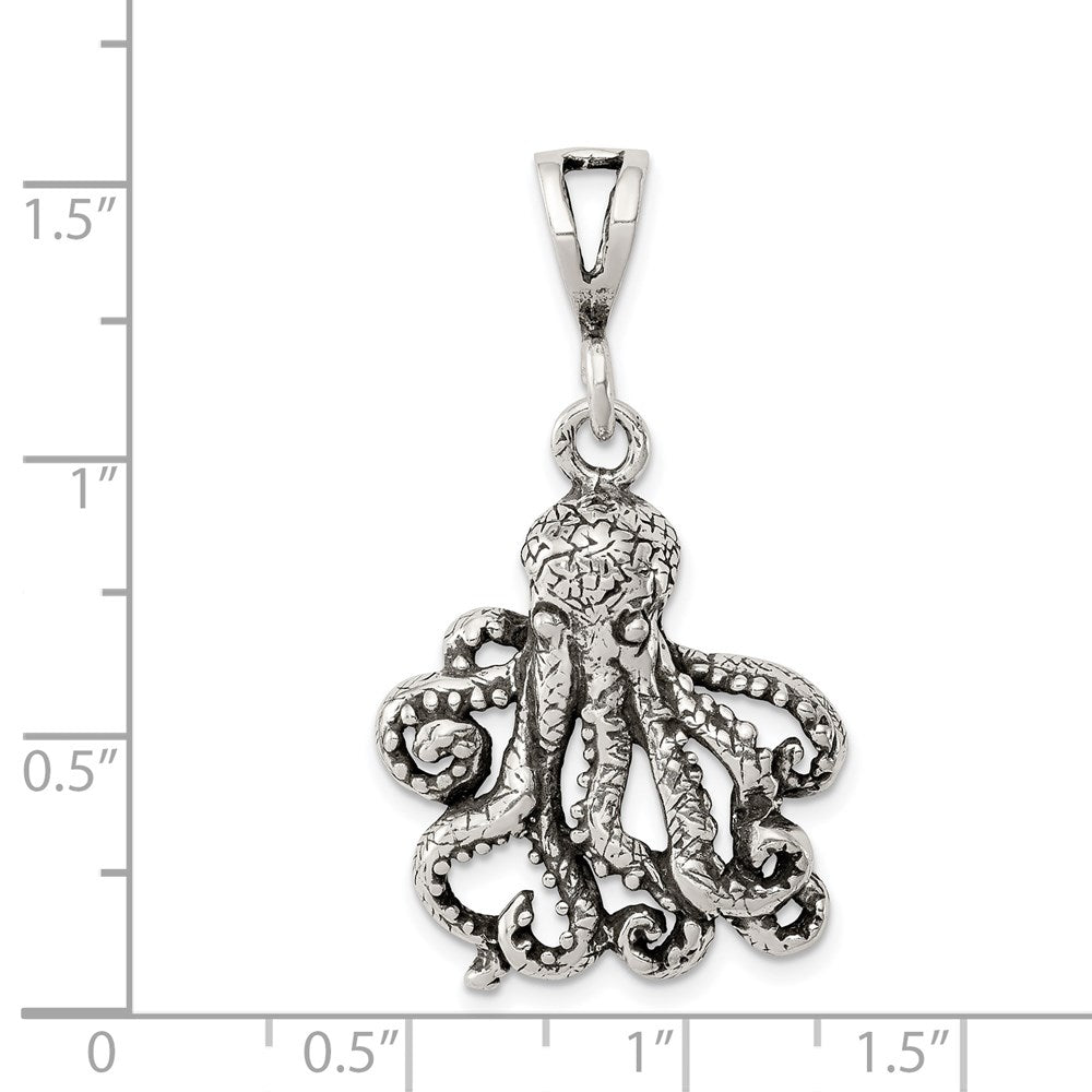 Sterling Silver Antiqued Octopus Charm