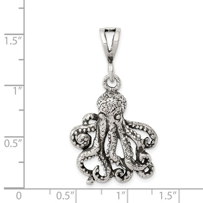 Sterling Silver Antiqued Octopus Charm