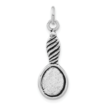 Sterling Silver Polished & Antiqued Vintage Hand Mirror Charm