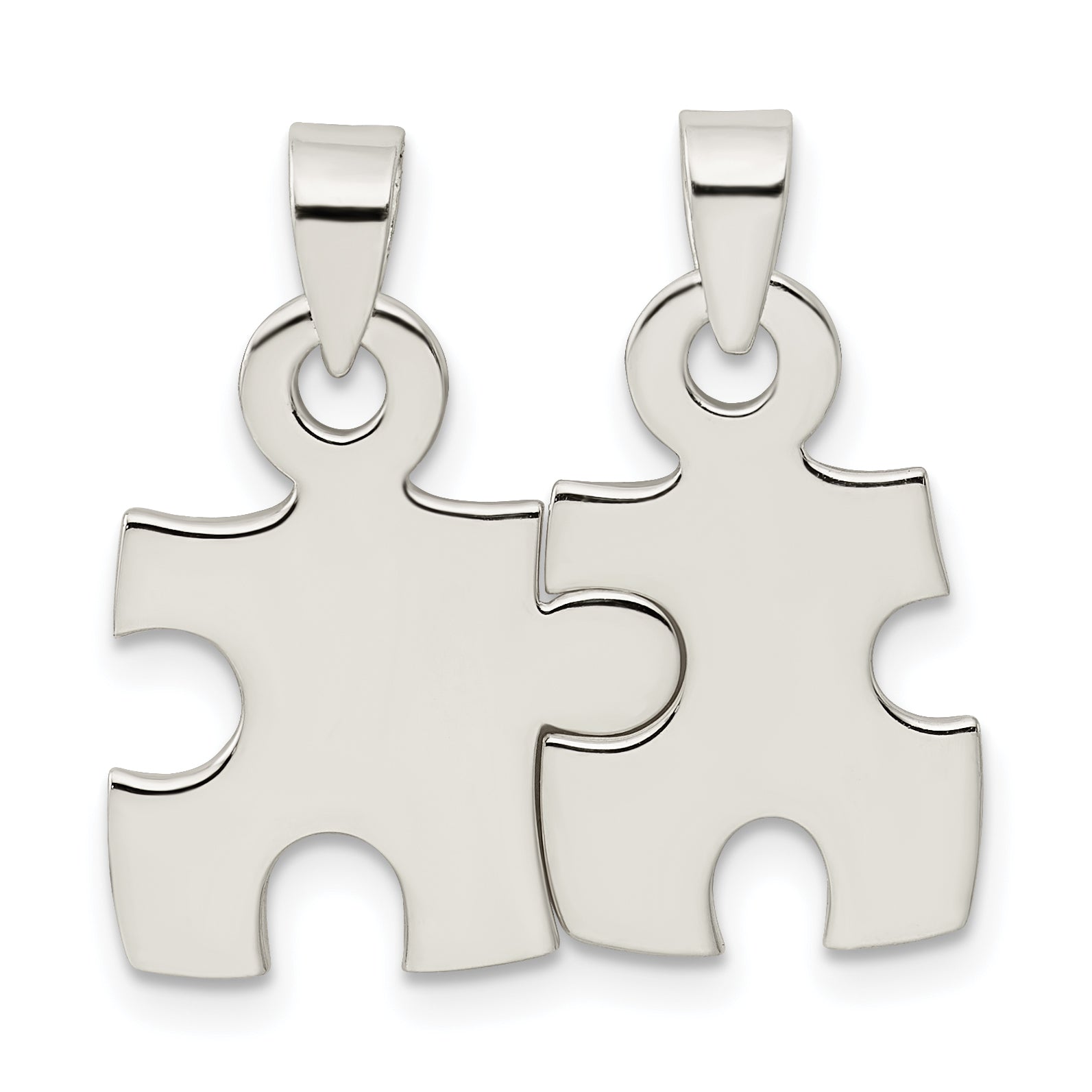 Sterling Silver Polished Puzzle Pieces Pendant